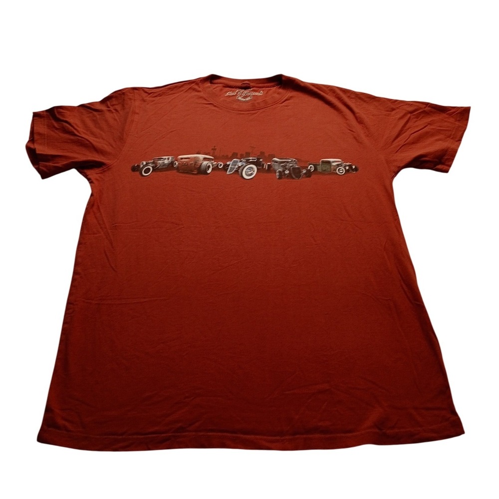 Out of Bounds T-Shirt Men's XL Rust Orange Hot Rod Graphic Tee Short Sleeve